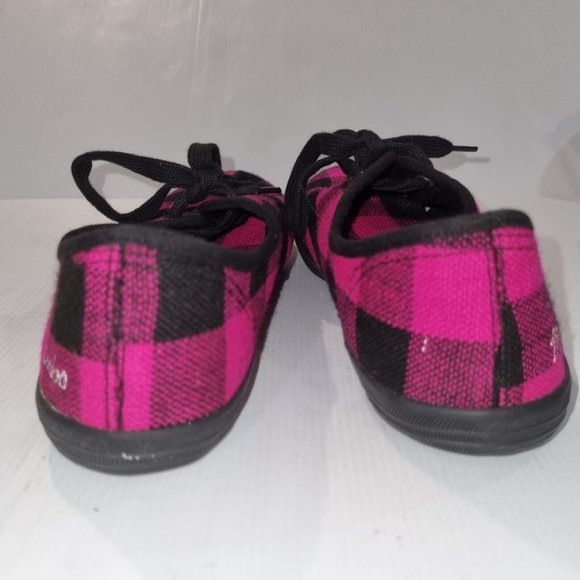 Mambo Goddess Fuschia Pink & Black Plaid Sneakers, Size 8 Retro - Picture 9 of 11